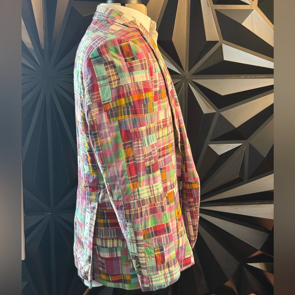 Brooks Brothers Classic Fit Cotton Patchwork Madras Sport Coat - Picture 2 of 4